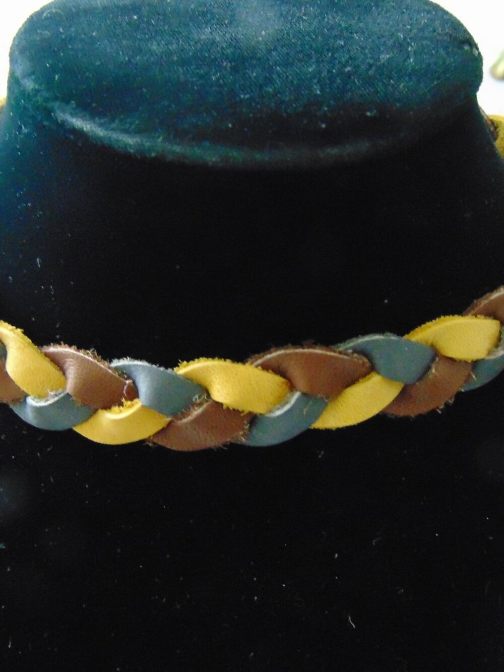 Native American made leather choker, headband, hat band indigenous